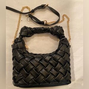 Urban Expressions Nadia Faux Leather Woven crossbody Bag BLACK